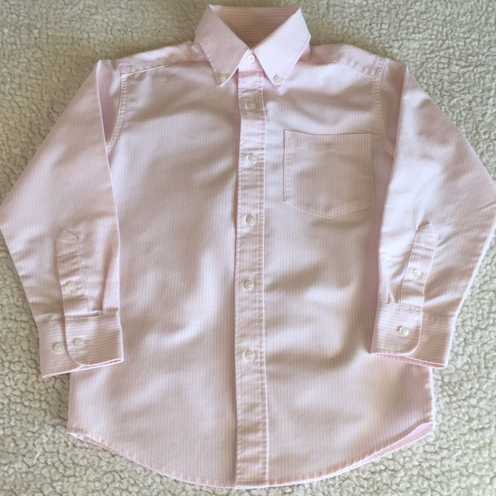 Boys size 8 pink pinstriped button down shirt